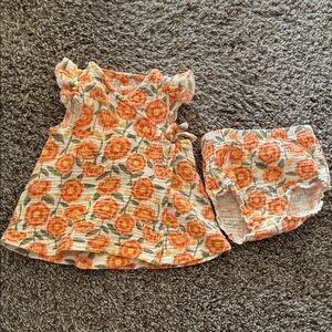 Baby Essentials 100% cotton Orange Floral Set